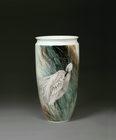 A Heron among Peony Famille-Rose Vase by 
																	 Zou Xiaosong
